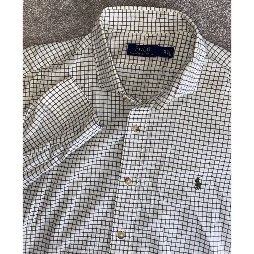 Polo Ralph Lauren Red/White Check Plaid‎ Shirt Green Pony Mens XXL Classic Fit